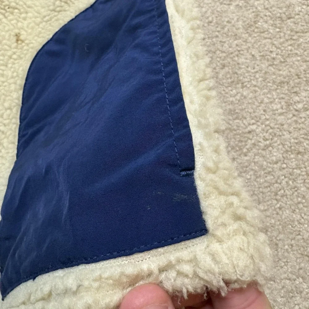 Patagonia Retro X Vest Kids Small White Blue Colorblock Deep Pile Sherpa Fleece